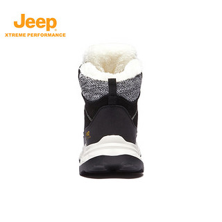 Jeep吉普男鞋雪地靴防滑棉鞋高帮加绒加厚保暖羊毛靴子男 黑色 39 