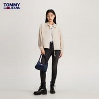 TOMMY JEANS 24春季女装通勤绣标抽绳收腰拉链翻领宽松薄夹克17718 米白色ACG XS