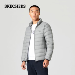 skechers斯凯奇休闲户外短款运动羽绒服男装冬季防风保暖外套立领羽绒