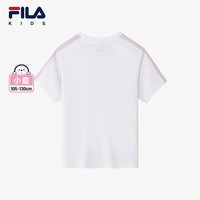 FILA斐乐儿童童装休闲上衣2024春小童女童透气短袖运动T恤潮 标准白-WT 110cm
