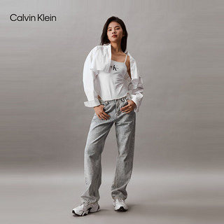 Calvin Klein Jeans24春夏女士时尚字母叠印性感连体吊带背心T恤J223421 YAF-月光白 M