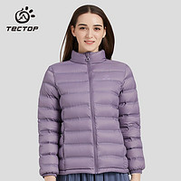 探拓（TECTOP）户外无缝羽绒服男款冬季立领轻薄白鸭绒防寒防风女士羽绒外套 女款香芋紫 L