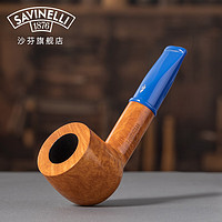 沙芬（SAVINELLI）意大利手工石楠木烟斗P364迷你小号128彩嘴直斗男女士 【迷你蓝斗嘴 128斗型】