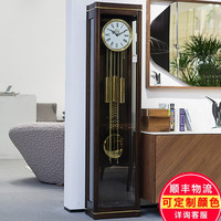 汉时(Hense) 实木机械落地钟德国机芯座钟立钟时尚现代客厅豪华报时钟表HG668 黑胡桃木+德国赫姆勒8音金色