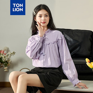 唐狮 TONLION女花边素色衬衫dt 