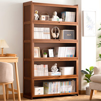木马人书架简约落地收纳架多功能大容量省空间储物架多层置物架家用柜子 【透明翻门】茶色-五层100长