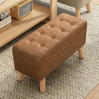 立太 实木沙发凳家用现代换鞋凳长条休闲皮凳小凳子木质矮凳客厅板凳 普通款60CM深棕色
