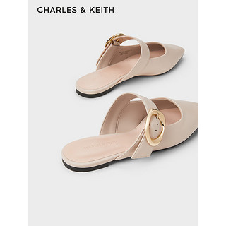 CHARLES & KEITH CHARLES&KEITH24春CK1-70381024尖头平底金属扣穆勒鞋拖鞋女 Nude肉色 41