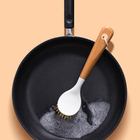 巧助手 榉木长柄锅刷家用厨房刷洗碗可挂式水槽灶台刷子 1个装 清洁刷