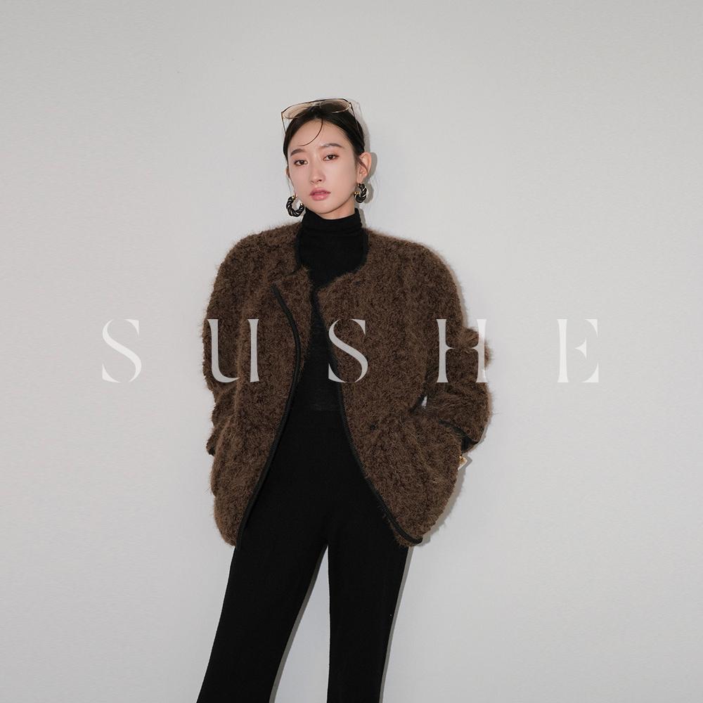 束皙/SUSHE 长毛环保皮草羊羔毛毛复古泰迪绒皮毛外套女秋冬