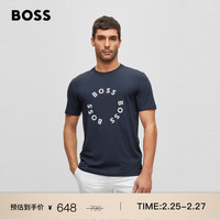BOSS徽标印花弹力棉质短袖T恤男女同款