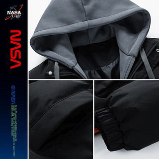 NASA LIKE潮牌棉服冬季加厚连帽外套保暖男士棉衣羽绒棉服大码棉袄 灰色 XL（120-140斤）