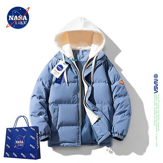 NASA LIKE潮牌棉服冬季加厚连帽外套保暖男士棉衣羽绒棉服大码棉袄 粉色 5XL（200-220斤）