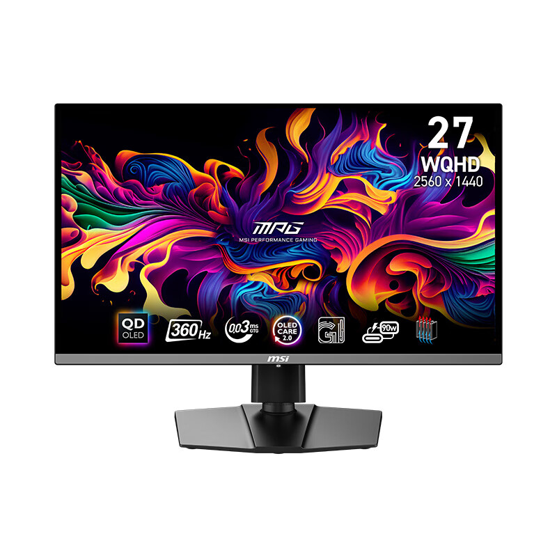 MSI 微星 MPG 271QRX 带氛围灯 26.5英寸 QD-OLED FreeSync 显示器（2560×1440、360Hz、138%sRGB、HDR400）