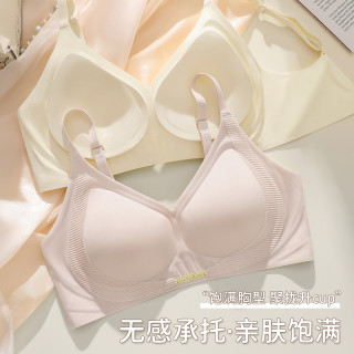 提拉内衣女聚拢小胸显大无钢圈软支撑无痕收副乳防下垂文胸罩薄款 【聚拢提拉 舒适透气】香槟色+高雅黑 XXL