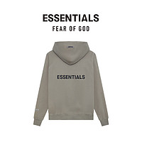 FEAR OF GOD ESSENTIALS胶印背部LOGO系列棉质拉链帽衫美式高街潮牌宽松舒适经典外套 水泥灰 XS