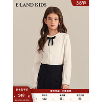 E·LAND KIDS童装2024年早春女童软萌娃娃领蝴蝶结长袖衬衫 Ivory象牙白/39 150cm