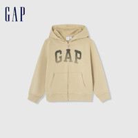 Gap男童2024春季新款LOGO刺绣宽松连帽卫衣儿童装运动外套429331