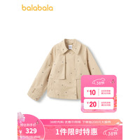 巴拉巴拉女童外套春装2024大童时尚连帽拼色上衣 咖色调00355-202124105007 150cm