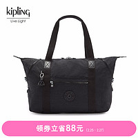 Kipling男女款2024春季新款大容量廓形包旅行包饺子包托特包单肩包ART ART M-黑皮诺色