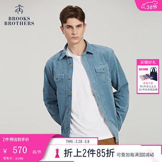 布克兄弟（BrooksBrothers）男士美式灯芯绒长袖休闲衬衫式外套 B475-雾霾蓝 M