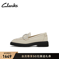 Clarks其乐老钱系列女鞋24乐福鞋女复古小皮鞋单鞋通勤鞋 白色 261768074 35.5