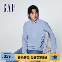 Gap男女装春季2024新款LOGO纯色基础款华夫格连帽衫889273卫衣