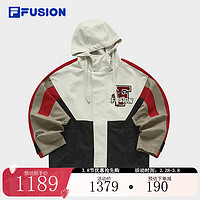 FILA FUSION斐乐潮牌梭织外套女2024春时尚休闲拼色连帽上衣 正黑色-BK 180/96A/XXL