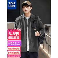 唐狮 TONLION男口袋小标长袖衬衫WP 深灰 XXL