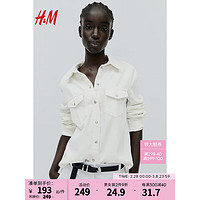 H&M女装衬衫2024春季时尚简约休闲外搭翻领牛仔衬衫1212736 奶油色 170/104A