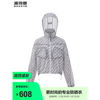波司登（BOSIDENG）2024夏季女短款防紫外线清透凉感ANNAKIKI联名外套B40523104 白底字母9532 165/88A