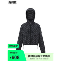 波司登（BOSIDENG）2024夏季女短款防紫外线清透凉感ANNAKIKI联名外套B40523104 黑底字母9383 160/84A