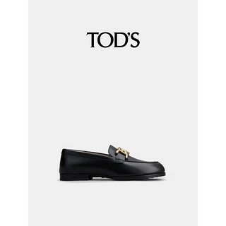 TOD'S【】2024春夏女士KATE麻花扣皮革乐福鞋单鞋女鞋 黑色 40.5