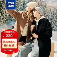 唐狮 TONLION翻领净色中长款仿毛呢大衣外套 浅咖色（男女同码） L