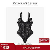 维多利亚的秘密 维密 无钢圈花漾蕾丝性感连体衣 54A2黑色 11240734 S