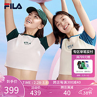 FILA 斐乐女子针织短袖衫2024夏季时尚凉感防晒插肩袖T恤 淡乳白-IV 185/100A/XXXL