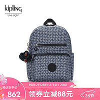 凯普林 kipling男女款轻便帆布包2024春季书包旅行包双肩背包JUDY M JUDY M-蓝白藤蔓印花