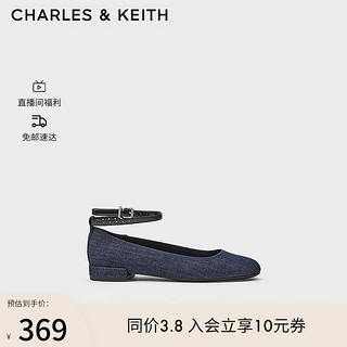 CHARLES&KEITH24春季纯色平底腕带芭蕾舞鞋单鞋子女鞋女士CK1-70381032 DARK BLUE深蓝色 42