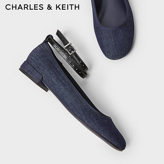 CHARLES&KEITH24春季纯色平底腕带芭蕾舞鞋单鞋子女鞋女士CK1-70381032 DARK BLUE深蓝色 42