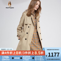 Hush Puppies暇步士女装女士中长款收腰风衣外套 130卡其 L