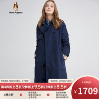 Hush Puppies暇步士女装女士中长款收腰风衣外套 196深蓝 XS