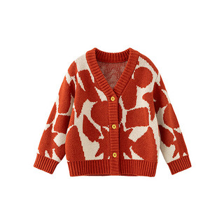 papa爬爬冬季儿童毛衣新年羊毛线衣男女宝宝针织开衫上衣洋气时髦 红色 90cm