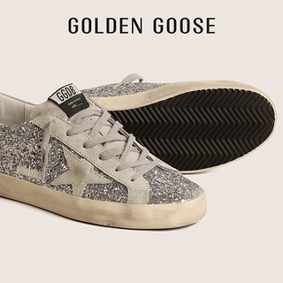 Golden Goose【明星同款】 女鞋 Super-Star 脏脏鞋星星银色亮片休闲板鞋 银色 35码225mm