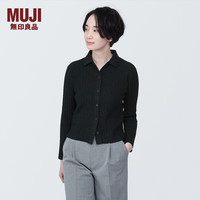 無印良品 MUJI無印良品 女式 使用了大豆纤维 罗纹织 POLO开衫 BA1OGA4S 黑色 M (160/84A)