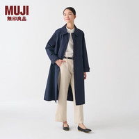 无印良品（無印良品 MUJI） 女式 不易沾水 大衣 外套女款 休闲百搭 中长款 风衣BDE95C4S 深藏青色 S(155/80A)