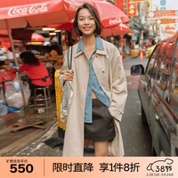 伊芙丽(eifini)伊芙丽经典百搭韩系单排扣棉感中长款卡其色风衣外套2024春装新款 卡其色