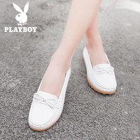 花花公子(PLAYBOY)女鞋秋季舒适软底单鞋女时尚护士小皮鞋女休闲鞋子女 1615