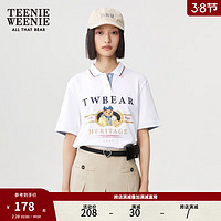 Teenie Weenie小熊卡通短袖POLO衫T恤女春基础款学院风 白色 165/M