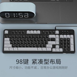 MageGee GK980 机械手感键盘鼠标 98键拼色RGB背光键盘 办公游戏键鼠套装 电脑笔记本键盘鼠标套装 灰黑色 GK980套装  灰黑色RGB 带旋钮