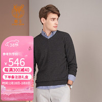 鹿王【全羊绒】羊绒衫男士V领轻薄商务打底衫101930018